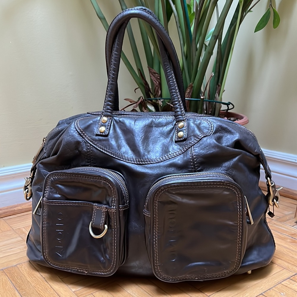 Adolfo Dominguez Brown Shoulder Bag